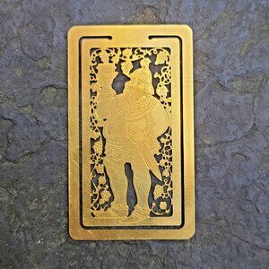 Gold Plated Pierced Metal Bookmark Medieval Man Goblet Grapes Vines, Bacchus